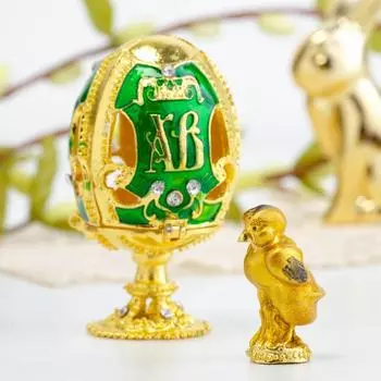 Яйцо-шкатулка «ХВ» (Цыплёнок), 3.6 х 6.5 см