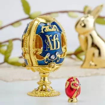 Яйцо-шкатулка «ХВ» (яйцо), 3.6 х 6.5 см