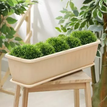 Ящик для цветов балконный «Алиция», 60 см, с поддоном, цвет белая глина