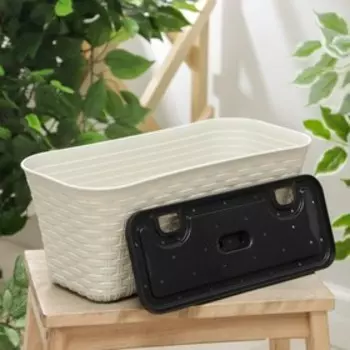 Ящик для цветов балконный «Ротанг», 38,5 см, белый