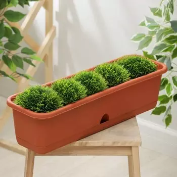 Ящик для цветов балконный с поддоном, 60 см, терракотовый