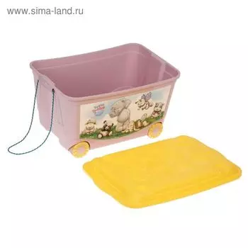 Ящик для игрушек на колёсах с аппликацией Me to you, розовый