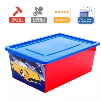 Ящик для игрушек «Тачки», объём 30 л, цвет красный