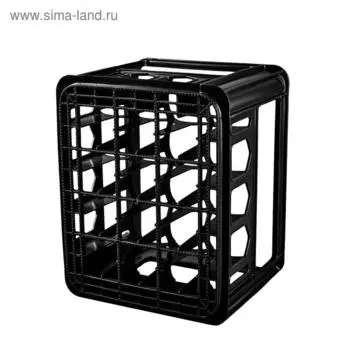 Ящик пластиковый, 303-1П под бутылку 0,5, 42х34х27см, черный