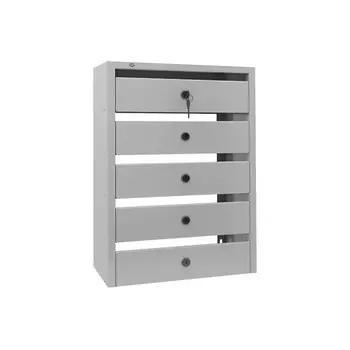 Ящик почтовый многосекционный, 5 секций, без задней стенки, серый