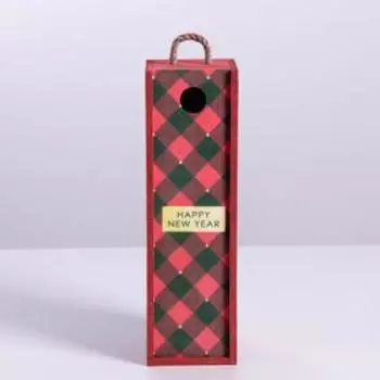 Ящик под бутылку Happy new year, 11 × 33 × 11 см
