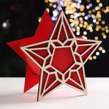 Ящик подарочный деревянный "Красная звезда" 25,6х11,3х25,1 см
