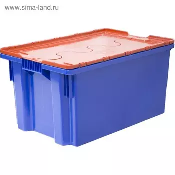Ящик Safe PRO, сплошной, 600х400х300 синий с оранжевой крышкой