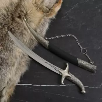 Ятаган кавказский, сувенирный ножны - кожа, сталь - 65х13