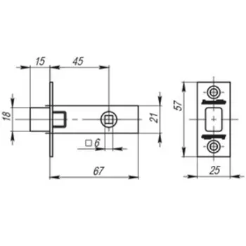 Задвижка врезная Armadillo DB 920-45-25 AB SKIN, цвет бронза