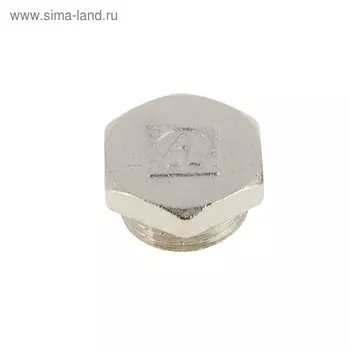 Заглушка Valtec, 1/2", наружная резьба, никелированная латунь