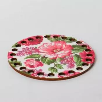 Заготовка для вязания "Круг Цветник", донышко фанера, размер 10 см