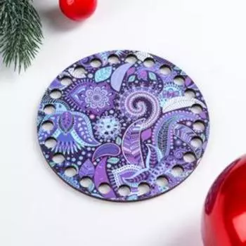 Заготовка для вязания "Круг Ночь морского дна", донышко ДВП, размер 10 см