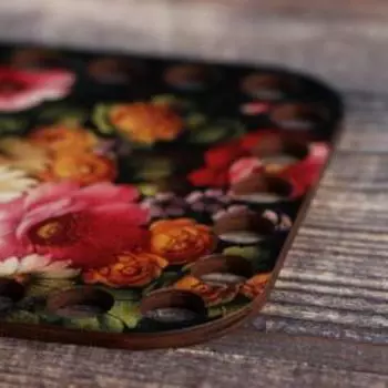 Заготовка для вязания "Квадрат скруглённый Жостовская роспись №1", донышко, размер 10 см