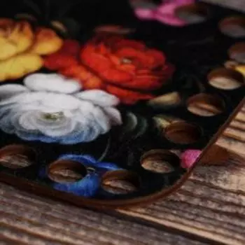 Заготовка для вязания "Квадрат скруглённый Жостовская роспись №2", донышко, размер 10 см