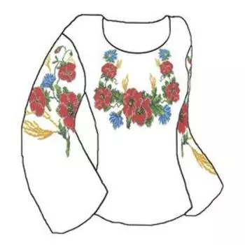 Заготовка под вышивку женской сорочки «Маки и васильки»