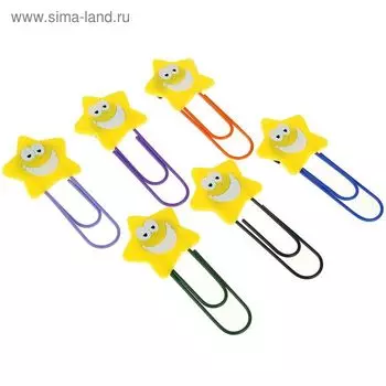 Закладка-скрепка "Звезда - смайл" большая, 11 см