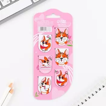 Закладки магнитные, 6 шт «Корги. 8 марта»