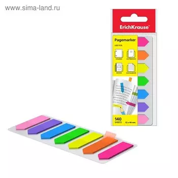 Закладки пластиковые 12 x 44 мм ErichKrause "Стрелки", 7 цветов по 25 листов, с клеевым краем