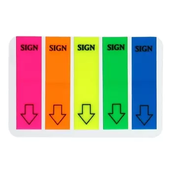 Закладки с клеевым краем пластиковые 12х45 мм, ErichKrause "Neon", 125 листов 5 цветов