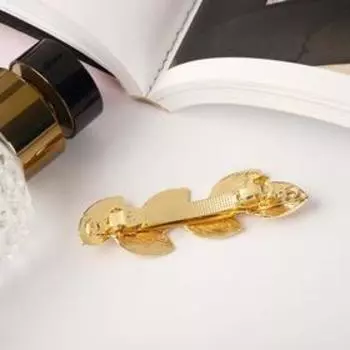 Заколка-автомат для волос QF «Либерти», листочки, 6.5 см, золото