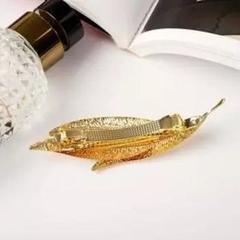 Заколка-автомат для волос "Либерти" узкие листочки, 11 см, золото