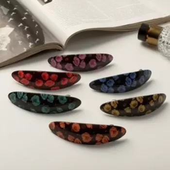 Заколка-автомат для волос "Маки" овал, 10 см