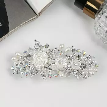 Заколка - автомат для волос «Озлем», цветы, 9 см