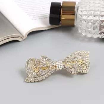 Заколка - автомат для волос «Патриция», бант, 7 см, золото