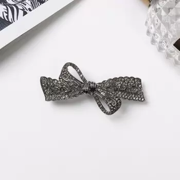 Заколка - автомат для волос «Патриция», бант, 7 см, чёрная