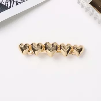 Заколка - автомат для волос «Пейдж», сердца, 7.5 см, золото