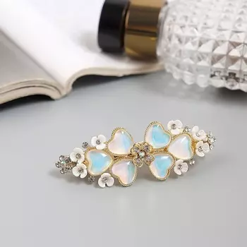 Заколка - автомат для волос «Розмари элит», цветок, 6.5 см, золото