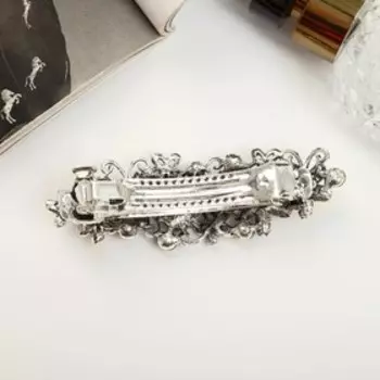 Заколка - автомат для волос «Синий туман», цветочки, 9 см