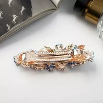 Заколка - автомат для волос «Вальс цветов», жемчуг, 9 см