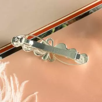 Заколка-автомат для волос "Жемчужная ветвь" 8 см, белый