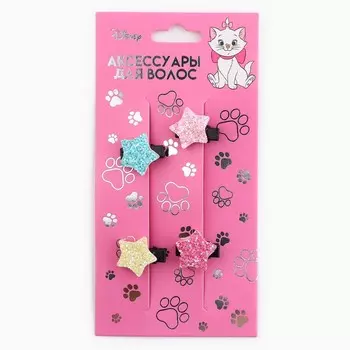 Заколки для волос с блёстками, набор 4 шт., 2 см, «Кошечка Мари»