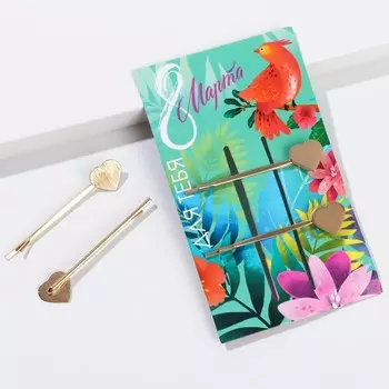 Заколки для волос "8 марта", 2 шт.