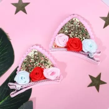 Заколки ушки для волос киса «Единорожные радости», пара