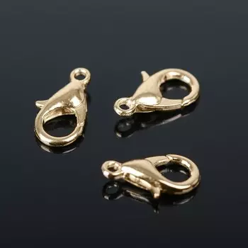 Замок карабин 12 мм, 100 шт. цвет золото