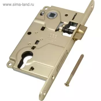 Замок межкомнатный под ц/м AGB B01025.50.03, 1 ригель+защёлка, цвет латунь