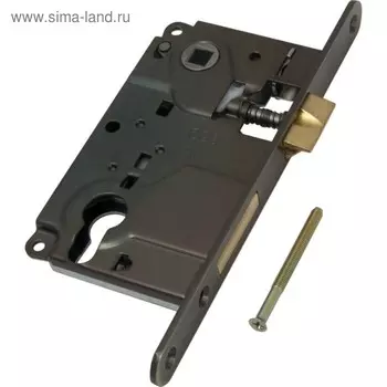 Замок межкомнатный под ц/м AGB B01025.50.12, 1 ригель+защёлка, цвет античная бронза
