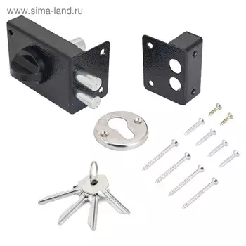 Замок накладной Димитровград "Омега" ЗН 1-2Р, 2 ригеля, цвет черный