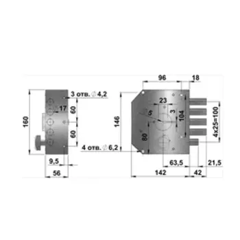 Замок накладной "Герион", Эталон НРЗ, левый, ЗЩ, ЗД, 5 ключей
