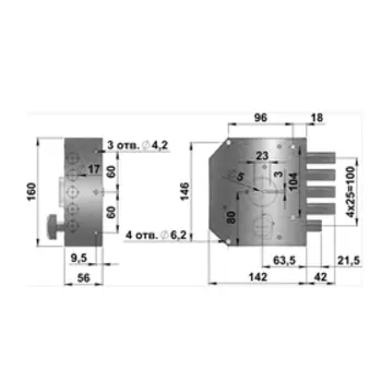 Замок накладной "Герион", Эталон НРЗ, правый, для наружной двери, ЗЩ, ЗД, 5 ключей