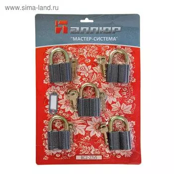 Замок навесной "АЛЛЮР" ВС2-27х5, система мастер-ключ, 5 шт.