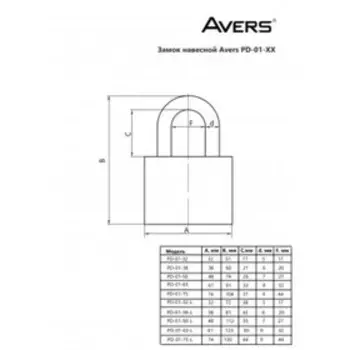 Замок навесной AVERS PD-01-63