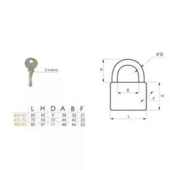 Замок навесной SOLLER, 470-70HZ