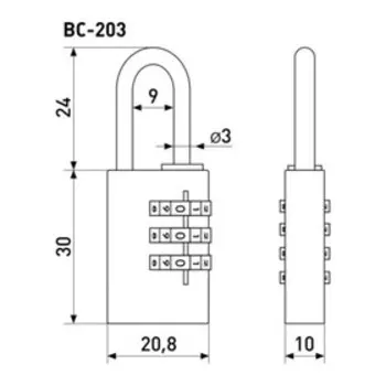 Замок навесной SOLLER, ВС203 с кодированием, латунь