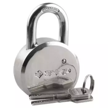 Замок навесной "ЗУБР" ЭКСПЕРТ, 55 мм, стальной корпус, закаленная дужка