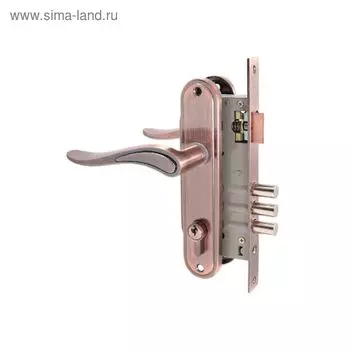 Замок врезной «АЛЛЮР» 102/3 AС, с ручкой, 4 ключа, цвет старая медь
